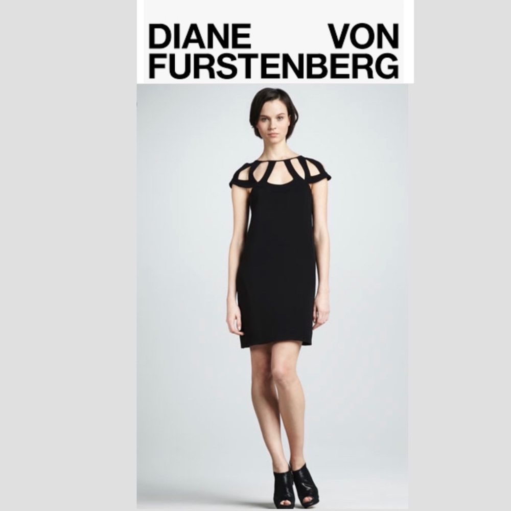 Diane von Furstenberg Black Achava Cut Out Mini Dress Size: 12